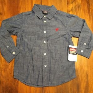 NWT Wrangler Boys denim button down shirt 4T